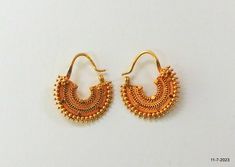 traditional design 20kt gold earring pair from rajasthan india. great handmade design good for jewelry collection. weight - 7.9 grams size - 2.6/2.3 cm(1/0.9") material - 20kt yellow gold. 22k Gold Chandbali Jewelry For Puja, 22k Gold Chandbali For Puja, Traditional Yellow Gold Chandbalis With Intricate Design, Navratri Chandbalis With Intricate Design, Traditional Yellow Gold Jhumkas For Ceremonial Occasions, Ornate 22k Gold Earrings, 22k Gold Chandbali Earrings For Navratri, 22k Gold Meenakari Earrings For Navratri, 22k Gold Chandbalis For Navratri