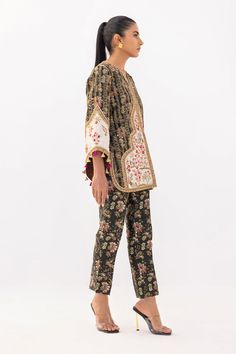 Crism – Sania Maskatiya International Festive Dabka Pants For Festivals, Festive Raw Silk Lawn Suit With Printed Motifs, Eid Tussar Silk Long Sleeve Palazzo Set, Festive Printed Motifs Pant Set For Eid, Eid Long Sleeve Tussar Silk Palazzo Set, Festive Pant Set With Printed Motifs For Eid, Festive Raw Silk Kurta With Printed Motifs, Traditional Festive Silk Pants, Traditional Silk Pants For Eid