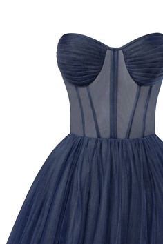 Navy Strapless Puffy Midi Tulle Dress ➤➤ Milla Dresses - USA, Worldwide delivery Organza Corset For Prom, Evening Tulle Dress With Heart-shaped Neckline, Fitted Tulle Corset Dress For Prom, Sheer Bodice Corset Dress With Spaghetti Straps For Gala, Gala Corset Dress With Sheer Bodice And Spaghetti Straps, Evening Organza Corset With Sweetheart Neckline, Organza Corset With Fitted Bodice For Prom, Sweetheart Neckline Boned Bodice Corset For Cocktail, Tulle Boned Bodice For Debutante Ball