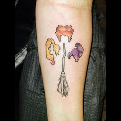 Tattoo, color, broom, hair, sisters Hocus Pocus Binx Tattoo, Simple Hocus Pocus Tattoo, Binx Tattoo, Hocus Pocus Tattoo, Disney Sleeve Tattoos, Disney Sleeve, Wicked Tattoos, Witch Stuff