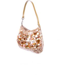 Prada Sequin Bag - Gold Shoulder Bags, Handbags - PRA08109 | The RealReal Beige Evening Bag With Removable Pouch For Party, Evening Brown Bag With Silver-tone Hardware, Designer Evening Bag With Sequins, Designer Evening Bags With Sequins, Luxury Gold Sequin Bag, Gold Sequined Shoulder Bag For Evening, Designer Sequined Evening Bags, Beige Tote Shoulder Bag For Party, Elegant Gold Sequined Shoulder Bag