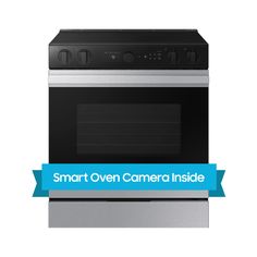 an oven with the words smart oven camera inside on it's front and side