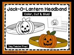 jack - o - lantern headband color, cut and glue for kids to make