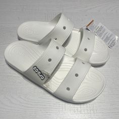 Crocs Shoes Mens 13 Slide Sandal Unisex White Double Strap Slip On 206761 NEW Crocs Slides, Mens Shoes Sandals, Crocs Shoes, Slide Sandals, Shoes Sandals, Shoes Mens, Men's Shoes, Shoe Accessories, Mens Accessories