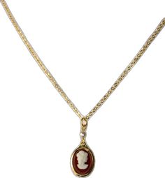 Classic Cameo Necklace With Oval Pendant, Elegant Gold-plated Vintage Charm Necklace, Vintage Gold Plated Necklace With Oval Pendant, Elegant Gold Chain Necklace With Vintage Charm, Elegant Gold Cameo Locket Necklace, Victorian Cameo, Dainty Chain Necklace, Vintage Cameo, Dainty Chain