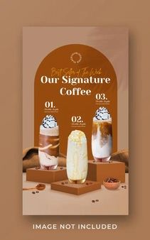 a coffee advertisement with three different types of beverages