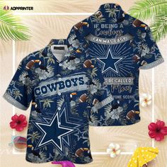 Dallas Cowboys NFL Summer Hawaiian Shirt And Shorts Sporty Mom Lets Everyone Score Casual Tops For Game Day On Father's Day, Summer Game Day Shirt With Letter Print, Casual Summer Shirt For Game Day, Casual Blue Shirt For Father's Day, Sporty Mom, Dallas Cowboys Game, Cowboys Logo, Cowboy Games, Dallas Cowboys Logo