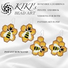 the instructions for bead bee earrings are shown