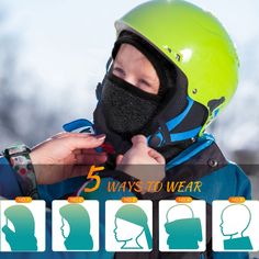 Kids ski mask balaclava adopt with semi-closed design, which can keep you warm while keeping you stylish, you can wear the winter ski hat as a balaclava, hood, neck warmer, mask scarf, head cover, ninja mask, etc., you can also wear it under a helmet or hat, there are several colors to choose from, boys and girls can wear by their own style according to their need. The youth neck gaiter mask is ideal for running, skiing, snowboarding, riding, cycling, making a snowman, and other winter outdoor a Ninja Mask, Make A Snowman, Winter Outdoor Activities, Kids Skis, Helmet Liner, Ski Hat, Scarf Head, Ski Hats, Ski Mask