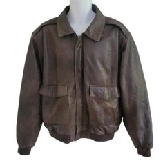 This is a vintage Orvis A2 genuine leather bomber jacket inspired by the WWII Air Force bomber jackets. Step out in style with this Orvis bomber jacket in a rich brown leather finish. Perfect for casual occasions, the mid-length jacket features a full zip closure, multiple pockets, and a polyester lining for added comfort. The jacket comes in a men's size medium and showcases the iconic Orvis brand. Designed with the fisherman in mind, the jacket's unique theme adds character and charm to any wa Brown Aviator Leather Jacket With Pockets, Vintage Fly Fishing, Leather Finish, Bomber Jackets, Fly Fishing, Mid Length, Air Force, Brown Leather, Mens Jackets