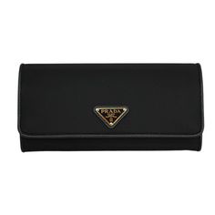 Prada Nylon Long  Flap Wallet, Black - Premium Wallet from Prada - Just $945! Shop now at Sunset Boutique Black Evening Wallet With Logo Plaque, Elegant Evening Wallet In Saffiano Leather, Elegant Saffiano Leather Wallet For Evening, Luxury Saffiano Leather Wallet For Evening, Elegant Saffiano Leather Evening Wallet, Luxury Business Wallets With Gold-tone Logo Plaque, Luxury Business Wallet With Gold-tone Logo, Luxury Black Wallet On Chain Rectangular, Luxury Designer Black Wallets