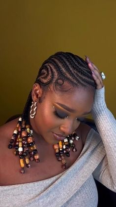 Cornrow Ideas Natural Hair Braided, All Back Hairstyle, Cornrows Natural, Cornrows With Beads, Cabello Afro Natural, Hair Pics