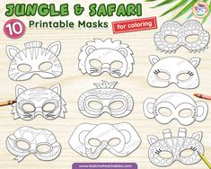 jungle and safari printable masks for coloring