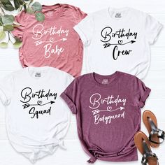 "Birthday Party Matching Shirts, Birthday Group Shirts, Birthday Crew Shirts, Birthday Squad Shirts, Birthday Babe T-Shirt, Bday Bodyguard HI! Welcome to my store, I'm delighted to see you here. My store's main goal is to provide you with premium everyday apparel with the best graphic t-shirts. I see you as a friend, not just a customer. I'm sure you'll love my designs. So, here is a brief description for you to-see-the order-process: 1. Please, Check and Review all Photos. 2. Select Your T-Shir White Shirt With Funny Text For Birthday, Birthday Shirt With Funny Text And Short Sleeves, Fun Birthday Shirt With Funny Text, Fun Birthday Tops With Funny Text, Birthday Short Sleeve Tops With Funny Text, White Birthday Top With Funny Text, Birthday Tops With Funny Text And Short Sleeves, White Top With Funny Text For Birthday, White Tops With Funny Text For Birthday