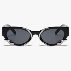 Brand New! If You Have Any Questions Feel Free To Ask Me And Check Out My Closet! Casual Silver Cat Eye Sunglasses, Edgy Black Sunglasses With Mirrored Lenses, Edgy Black Sunglasses For Summer, Silver Sunglasses For Summer Streetwear, Edgy Black Sunglasses For Party, Black Y2k, Y2k Sunglasses, Wrap Sunglasses, Cool Sunglasses