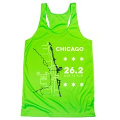 Show off your Chicago running pride in our women's racerback performance tank top. Our racerback scoop neck tank is made from 100% polyester to keep runners dry and cool. This performance tank offers a comfortable and A-line fit that pairs great with any choice of bottoms from leggings and athletic tights to jeans and shorts. This stylish tank is perfect for everyday wear and an ideal running gift for any occasion. Run through the Windy City and cross the marathon finish line in style. Marathon Branding Design, Marathon Finish Line, Running Singlet, Running Gift, Athletic Tights, The Windy City, Running Gifts, Running Tanks, Running Tank Tops