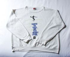 ad eBay - Find many great new & used options and get the best deals for Vintage 90s NIKE Earth To Mike Thin White Graphic Print Pullover Sweater Jordan at the best online prices at eBay! Free shipping for many products! 90s Nike, Men's Sweaters, Print Pullover, Pullover Sweater, Vintage 90s, Graphic Prints, Pullover Sweaters, Jordan, Nike