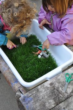 Cutting the grass can be so much fun! June Month, Month End, Preschool Fine Motor, Fake Grass, Spring Preschool, Future Teacher, Outdoor Learning, Spring Theme, Toddler Play