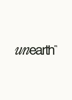 the word unearth is written in black on a white background