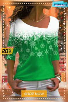 Casual Christmas T-shirt Festive Green Casual Tops, Green Festive Top For Winter, Green Festive Tops For Winter, Festive Green Tops For Winter, Green Letter Print Tops For Winter, Holiday Long Sleeve Top With Graphic Print, Long Sleeve Graphic Print Top For Holiday, Graphic Print Long Sleeve Tops For Holiday, Christmas Festive Long Sleeve Tops