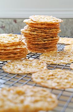 some crackers are cooling on a wire rack