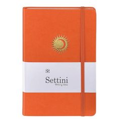 an orange notebook with the word setini on it