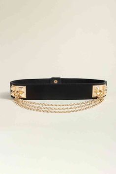 Transform your outfit with our Elastic Belt with Chain! The elastic material ensures a perfect fit while the chain adds a touch of edgy glam. You'll love the versatility and stylish details this belt brings to any look. Upgrade your wardrobe now! Material: PU, alloy Imported Product measurements: Length: 25.6+13.8 in Width: 1.6 in Stylish Belts, Belt With Chain, Tennis Shoe Heels, Edgy Glam, Chic Chic, Halloween Long Sleeve, Blue Zones, Fashion Statements, Elastic Belt