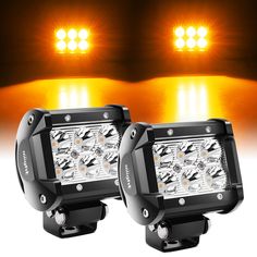 pair of led work lights for offroad trucks with white light on the front