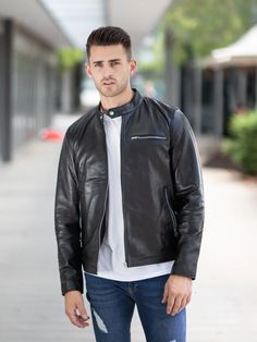 Stylish Black Supreme Leather Jacket Masculine Styled Fitted Leather Jacket For Work, Classic Business Biker Jacket, Formal Fall Biker Outerwear, Masculine Leather Business Jacket, Classic Long Sleeve Business Biker Jacket, Masculine Business Leather Jacket With Long Sleeves, Formal Winter Leather Jacket, Masculine Winter Leather Jacket For Formal Occasions, Masculine Leather Jacket For Formal Winter Occasions