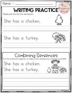 worksheet for beginning and ending the sentence writing practice with pictures to help students understand what they are reading