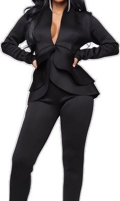 Black Stretch Pantsuit For Evening, Black Pantsuit For Spring Night Out, Black Pantsuit For Night Out In Spring, Spring Black Pantsuit For Night Out, Black Fitted High Waist Pantsuit, Fitted High Waist Black Pantsuit, Black Pantsuit For Going Out In Spring, Black Spring Pantsuit For Going Out, Black Fitted Pantsuit For Night Out