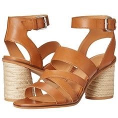 New Frye & Co. Leiah Mixed Strap Sandal Cognac Leather Sz 7.5 Chunky Heel Neutral Leather Strapy Sandals Sides Bucket New With Out Box Tags Boho Casual Contemporary Neutral Minimalist Leather Chunky Heel Block Heel Comfy Coastal Natural Leather Heels With Stacked Heel, Cognac Heels For Spring, Natural Leather Sandals With Stacked Heel, Strap Sandals Heels, Tan Leather Sandals, Braided Sandals, Neutral Minimalist, Leather Thong Sandals, Leather Heels Sandals