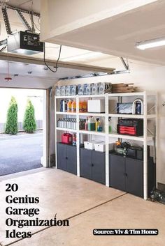 the garage is clean and ready to be used as a storage area for various items