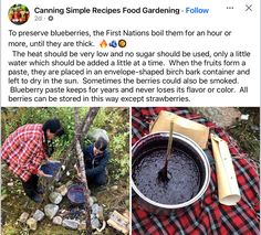 two people are cooking food on the ground and one is using a spoon to stir it