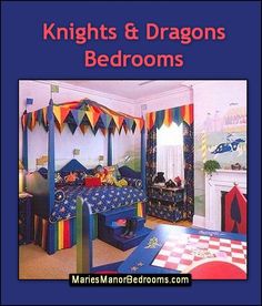 the bedroom is decorated in bright colors and has lots of toys for children to play with