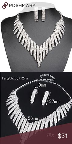 Rhinestone V Shape Necklace Silver Plated set // 000059///Bridal/ Party/ Jewelry Set Crystal Rhinestone V Shape Necklace and Earrings for Women Silver Plated/ Necklace Size:13.7''+4.7'' Earrings size:1.45'' Condiction New.Buy Now !!! Jewelry Bracelets Party Jewelry Sets With Rhinestones And Cubic Zirconia, Elegant Rhinestone Jewelry Sets For Party, Costume Jewelry Sets With Bling For Parties, Elegant Party Jewelry Sets With Bling, Party Costume Jewelry Sets With Bling, Party Bling Costume Jewelry Sets, Dazzling Rhinestone Jewelry Sets For Party, Dazzling Rhinestone Party Jewelry Sets, Cubic Zirconia Costume Bridal Necklace For Parties