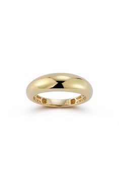 Polished 14-karat gold adds warmth to a timeless band ring with a slight dome for minimalist appeal. 2.5mm width 14k-gold Made in Turkey Timeless Domed Signet Ring With Polished Finish, Classic Dome Ring With Polished Edges For Anniversary, Yellow Gold Domed Signet Ring For Formal Occasions, Classic Dome Ring With Smooth Bezel, Gold Dome Ring With Smooth Bezel In 14k Gold, Oval Dome Ring With Smooth Bezel For Formal Occasions, Formal Yellow Gold Domed Signet Ring, Classic Formal Dome Ring With Polished Edges, Timeless Dome Ring With Polished Finish For Promise Ring