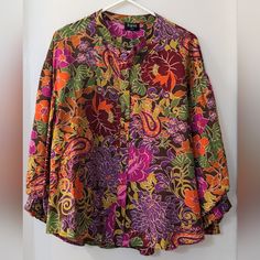 Nwt This Fate Multicolor Gorgeous Oversized Top With Bright Pink's Greens Burnt Orange Browns Has Lined Balloon Puffy Sleeve, A Slight Short Long Front, It Is Oversized So It's Extremely Comfortable. This Blouse Is It's Perfect For This Season, It's A Size Large And It's A Boutique Favorite! #10-24 Oversized Multicolor Blouse For Fall, Oversized Floral Print Blouse, Oversized Floral Print Top For Daywear, Pink Bohemian Relaxed Fit Blouse, Oversized Multicolor Blouse For Vacation, Multicolor Long Sleeve Tops For Daywear, Pink Bohemian Blouse For Daywear, Pink Floral Print Tunic Blouse, Casual Pink Tunic Blouse