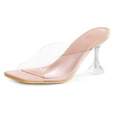 Limited-time deal: mysoft Women's Clear Heeled Sandals Square Toe Transparent Stiletto Mules Open Toe Slip on Dress Shoes Slip On Dress Shoes, Slip On Dress, Elevated Basics, Basic Outfits, Office Outfits, Limited Time, Open Toe