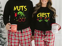 This Funny Matching Couples Shirt Chest Nut will be a hilarious attire for your holiday party. This Funny Christmas Shirt is great for besties as well as couples. Comes in a cozy sweatshirt or super soft tee. ➤HOW DO I KNOW WHAT SIZE FITS ME BEST To See Our Size Chart, Please Make Sure To Scroll Through The Photos. The Measurements For Our Shirts Are Listed There As Well. These Are A Unisex Fit, So They Will Be Looser If You Order Your Normal Women's Size. For A More Fitted Look, Most People Will Size Down. Please Keep In Mind That Our Size Chart Measurements Are Not in Circumference. ➤EASIEST WAY TO ORDER 1. First, Make Sure That You Have Read All Relevant Information. You Have Scrolled Through All Of The Photos 2. Once That Has Been Completed, Pick Your Shirt Size From First Drop-Down Me Funny Long Sleeve Christmas Tops, Funny Long Sleeve Christmas T-shirt, Christmas Novelty Crew Neck Tops, Novelty Christmas Crew Neck Top, Novelty Crew Neck Tops For Christmas, Couples Xmas, Xmas Couple, Griswold Family, Funny Matching