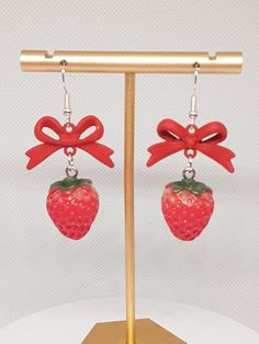 These yummy strawberry Earrings  are so sweet. Made with resin , and silvertone materials.  Be sure to check out my other items too Cute Red Earrings With Fruit Design, Fun Style Red Resin Earrings, Fun Red Resin Earrings, Sweet Red Drop Earrings, Trendy Red Earrings For Birthday, Handmade Red Sweet Earrings, Cute Fruit Design Earrings For Gift, Sweet Red Earrings For Gift, Berry Colored Fruit Design Earrings For Gift