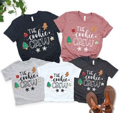 Cookie Day Shirts, Christmas Cookie Baking Shirts, Christmas Baking Shirt Ideas, Cookie Crew Shirt, Cookie Baking Crew Shirt, Christmas Baking Shirts, Family Christmas Tshirt Ideas, Cricut Christmas Shirts, Kids Christmas Shirts