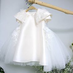 Girls First Communion Dresses, White Flower Girl Dress, Christening Dresses, Crinoline Skirt, First Communion Dress, Dress For Wedding, White Flower Girl Dresses, Christening Dress, Elegant Baby