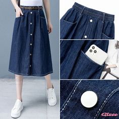 Elegant High-Waisted Half-Skirt for Women's Fashion Trendy Solid Color Skirt, Spring Non-stretch Mini Skirt With Pockets, Spring Mini Skirt With Pockets, Non-stretch, Trendy Knee-length Solid Color Bottoms, Casual High Waist Non-stretch Skirt, High Waist Mini Skirt With Pockets For Spring, Non-stretch High Waist Solid Color Skirt, Casual Non-stretch Skirt With Pockets, High Waist Denim Skirt With Elastic Waistband For Spring