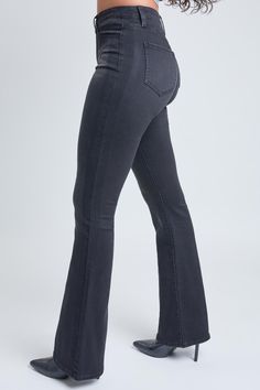 The Women's High-Rise Flare Jeans With Shadow Side Panel are designed with a super high-rise, single-button closure with front zip, classic five pocket construction, a super trendy flared fit with shadow side panel design, and belt loops. Measurement (Based on size 5) - Inseam: 34” - Rise (To top edge of band): 11” - Leg Opening: 30” Composition -75% Cotton/ 23% Polyester/ 1% Rayon/ 1% Spandex • Machine wash cold. • Model is wearing a size 3. Shadow Side, Womens Flare Jeans, Ymi Jeans, Panel Design, Medium Blue, Panel Siding, Flare Jeans, High Rise, Dress Up