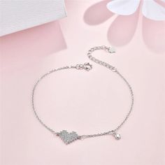 Silver Heart Bracelet – Pastel Kitten Dainty Silver Heart Beaded Bracelets, Dainty Silver Heart-shaped Beaded Bracelets, Silver Heart-shaped Dainty Beaded Bracelets, Elegant Beaded Bracelet With Heart Charm For Valentine's Day, Elegant Heart-shaped Crystal Bracelet For Valentine's Day, Trendy Silver Heart Beads Bracelet, Trendy Heart Charm Bracelet As Gift, Trendy Heart Charm Bracelet Gift, Trendy Heart Charm Bracelet For Gift