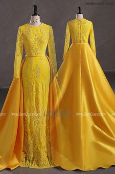 10% off now|Free shipping world-wide. Modest Yellow Long Sleeve Mermaid Formal Party Dress with Detachable Train at GemGrace. Click to learn our pro custom-made service for wedding dress, formal dress. View #BridalPartyDresses for more ideas. Gold Long Sleeve Gown For Prom Season, Long Sleeve Mermaid Dress For Gala And Prom Season, Formal Long Sleeve Mermaid Dress With Sweep Train, Long Sleeve Mermaid Dress For Prom, Long Sleeve Mermaid Dress With Sweep Train For Banquet, Yellow Prom Dress With Sweep Train, Long Sleeve Mermaid Dress With Sweep Train For Prom, Yellow Gown For Banquet And Prom Season, Yellow Gown For Banquet During Prom Season