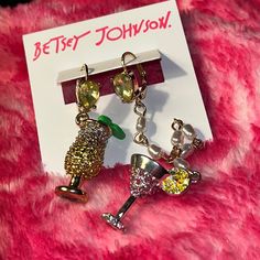 Nwt Betsey Johnson Asymmetrical Earrings. Yellow Stones And Lots Of Sparkles. Pearl Like Beads. Super Cute. Great For Those Summer Parties. Trendy Yellow Party Earrings, Yellow Earrings For Party, Party Jewelry With Yellow Ear Wire, Yellow Jewelry With Ear Wire For Party, Summer Single Yellow Earring, Yellow Ear Wire Party Earrings, Black Hoops Earrings, Cocktail Earrings, Spider Earrings