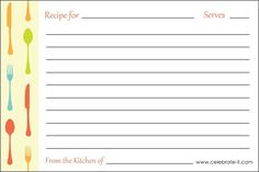 a recipe card with forks and spoons on it