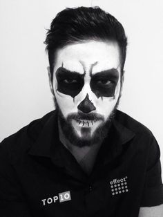 Easy Skull Makeup Men, Halloween Makeup Men Beard, Boy Halloween Makeup, Skull Face Painting, Beard Halloween Costumes, Beard Makeup, Stone Room, Halloween Skeleton Makeup